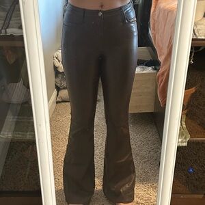 Hollister Chocolate Flare Leather Pants